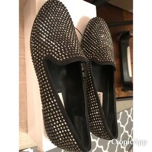 Steve Madden black sparkle smoking slippers SZ 6.5